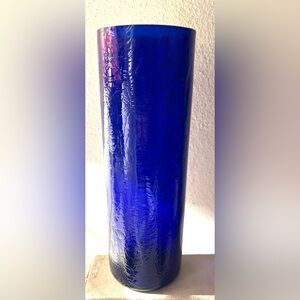 9.75” crackle glass, Colbolt blue Vase
